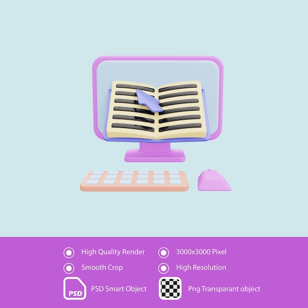 3d render ilustración aprendizaje en línea educación