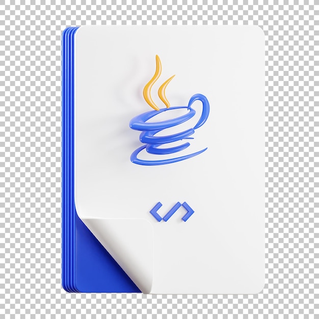 3d render ilustración de archivo de código java aislado premium psd