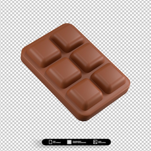 3d render ilustración barra de chocolate con leche icono aislado