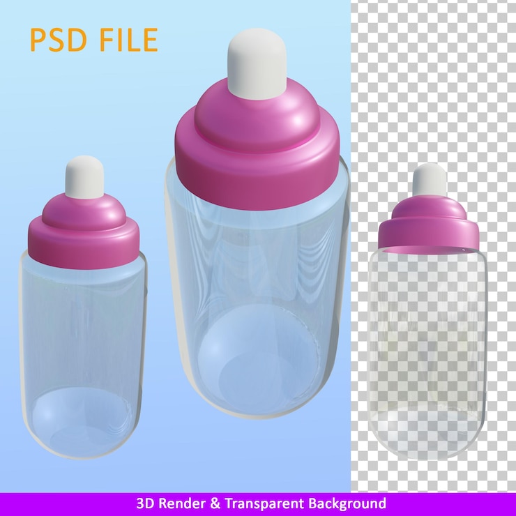 PSD 3d render ilustración botella de leche