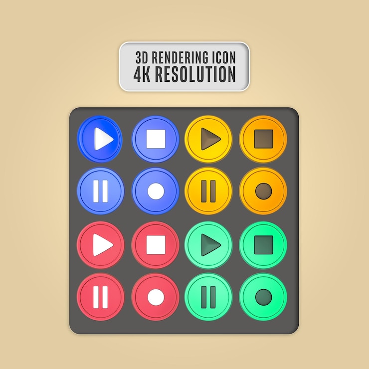 PSD 3d render ilustración botones de reproducción icono aislado
