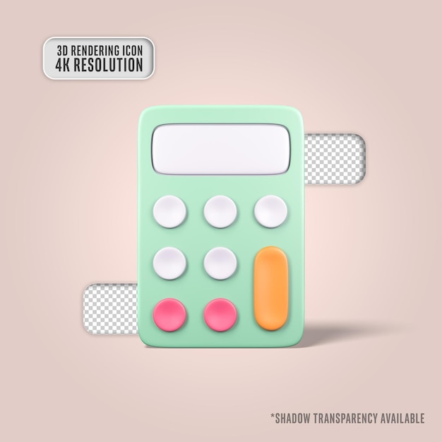 3D Render ilustración calculadora icono aislado