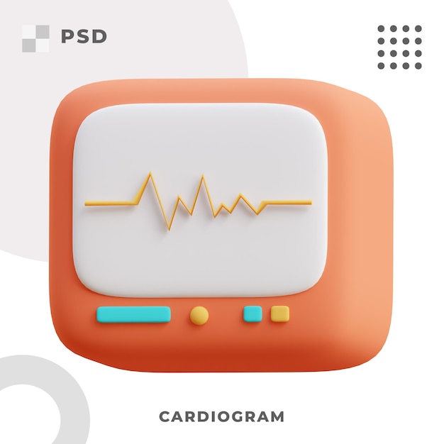 3d render ilustración de cardiograma