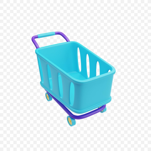 3d render ilustración carrito de compras icono aislado