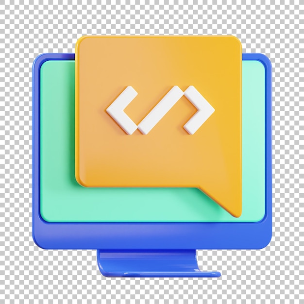 3D Render Ilustración del código de programación informática aislado premium psd