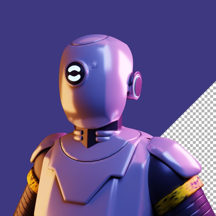 PSD 3d render ilustración cyberpunk robot personaje de dibujos animados