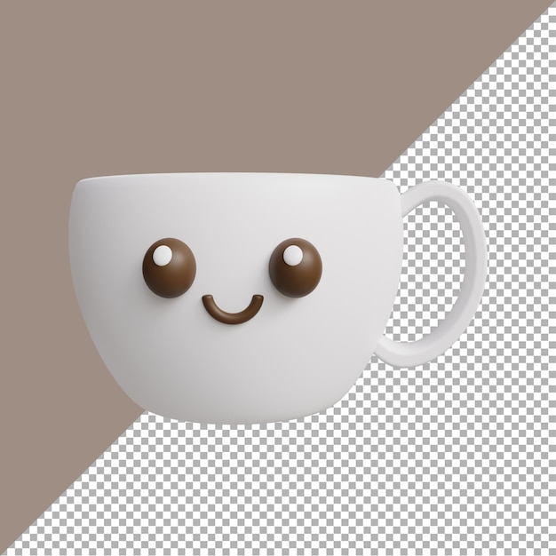 PSD 3d render ilustración del día mundial de la sonrisa linda una taza de dibujos animados