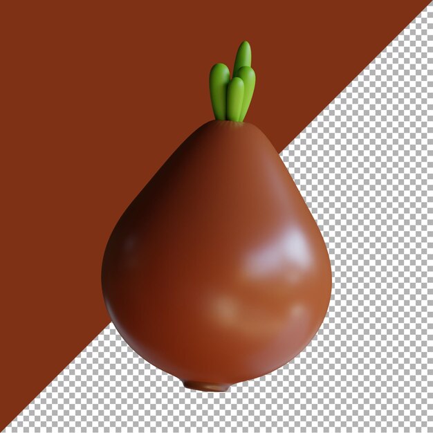 3D render ilustración dibujos animados de cebolla roja