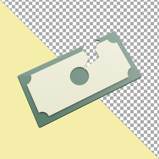 PSD 3d render ilustración dinero roto