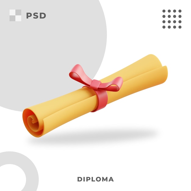 PSD 3d, render, ilustración, de, diploma