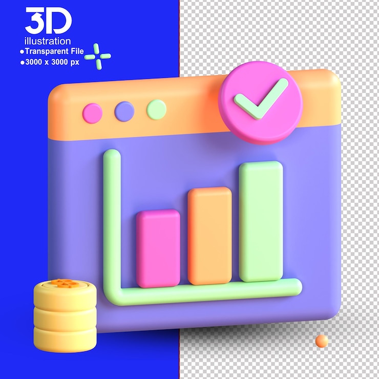 PSD 3d render ilustración de ecommerce icon sales analytics