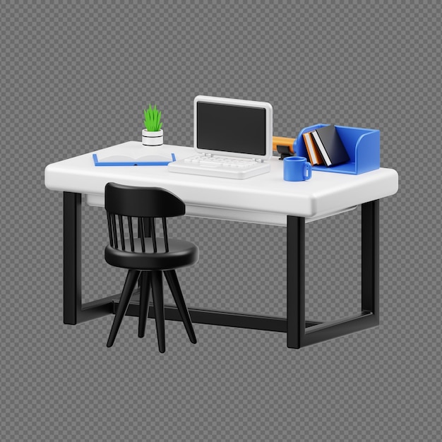 PSD 3d render ilustración de escritorio