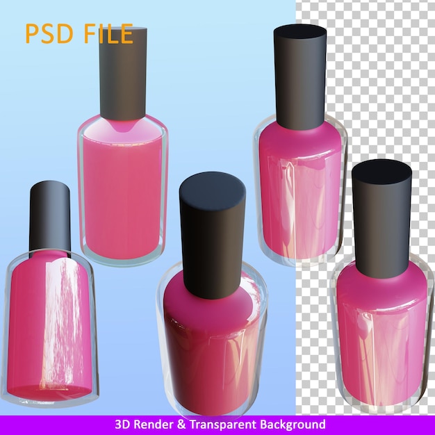 PSD 3d render ilustración esmalte de uñas