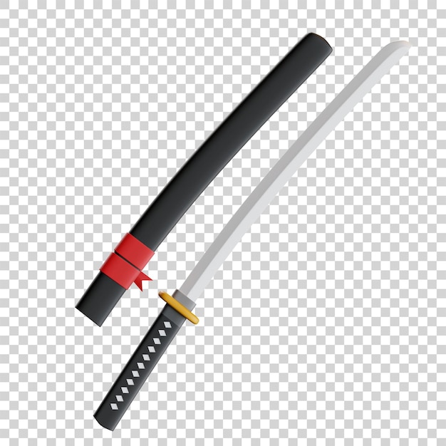 PSD 3d render ilustración de espada katana