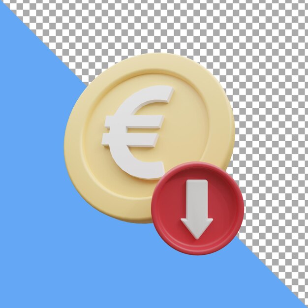 3D Render ilustración euro abajo