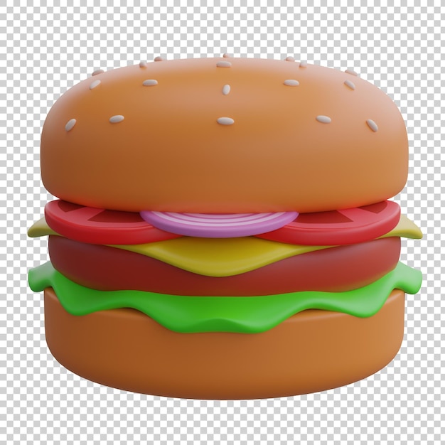 3d render ilustración de hamburguesa aislado