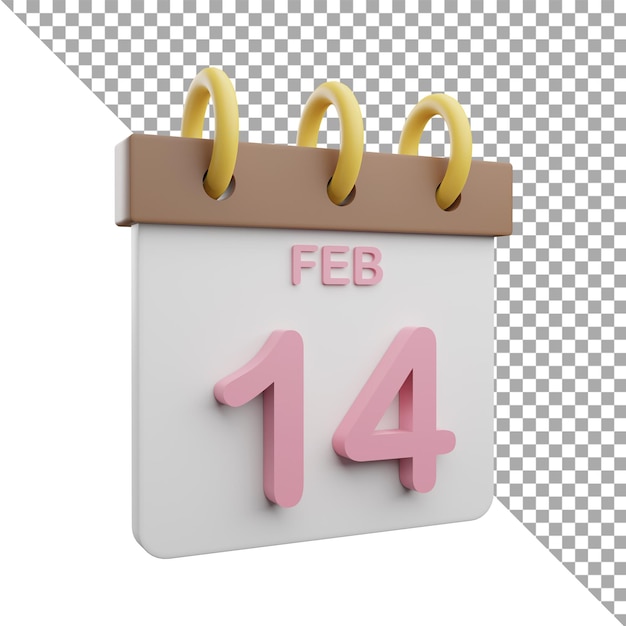 3d render ilustración icono calendario amor