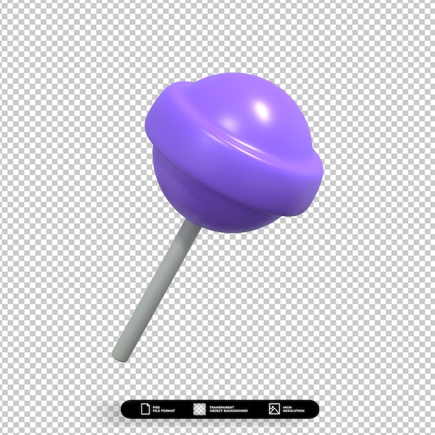 PSD 3d render ilustración icono de caramelo lolipop aislado