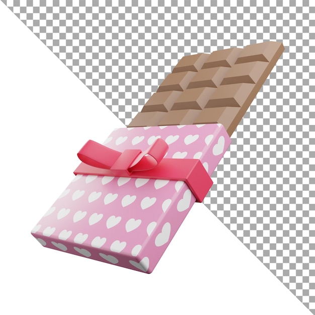 3D Render ilustración icono chocolate amor