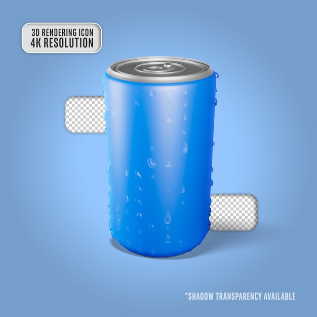 PSD 3d render ilustración latas de refresco de aluminio icono aislado