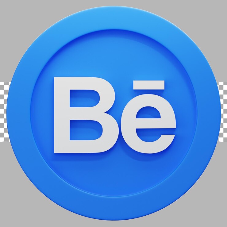 PSD 3d render ilustración de los medios de comunicación social el logotipo de behance