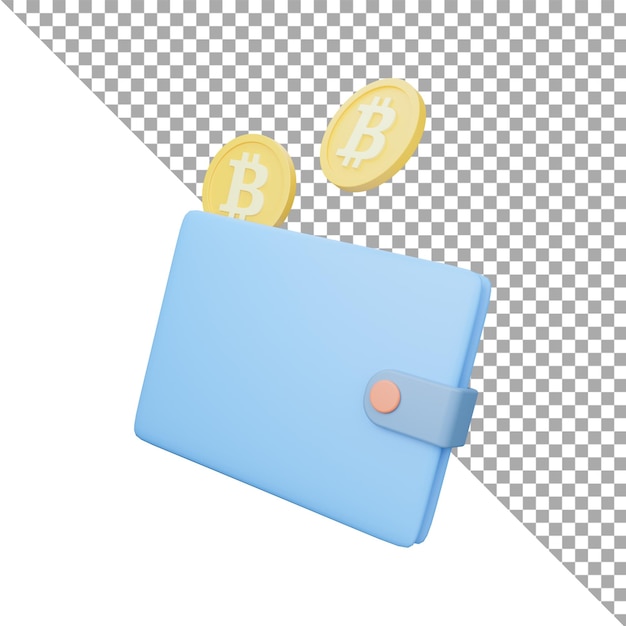 3d render ilustración monedero bitcoin