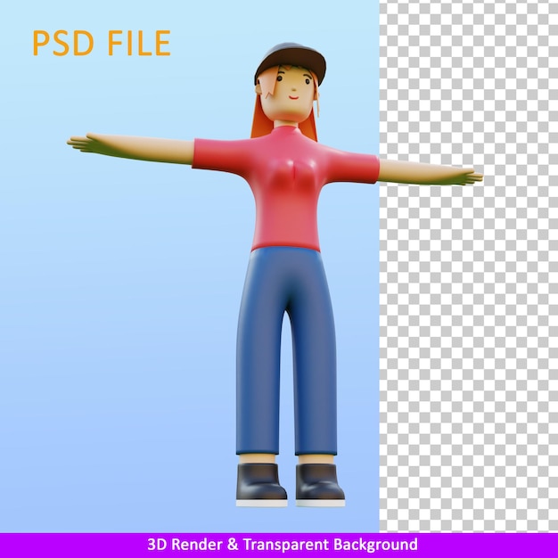 PSD 3d render ilustración mujeres