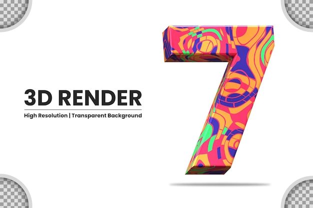 3d render ilustración número 7 aislado con textura abstracta