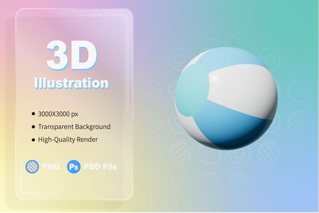 PSD 3d render ilustración pelota de playa