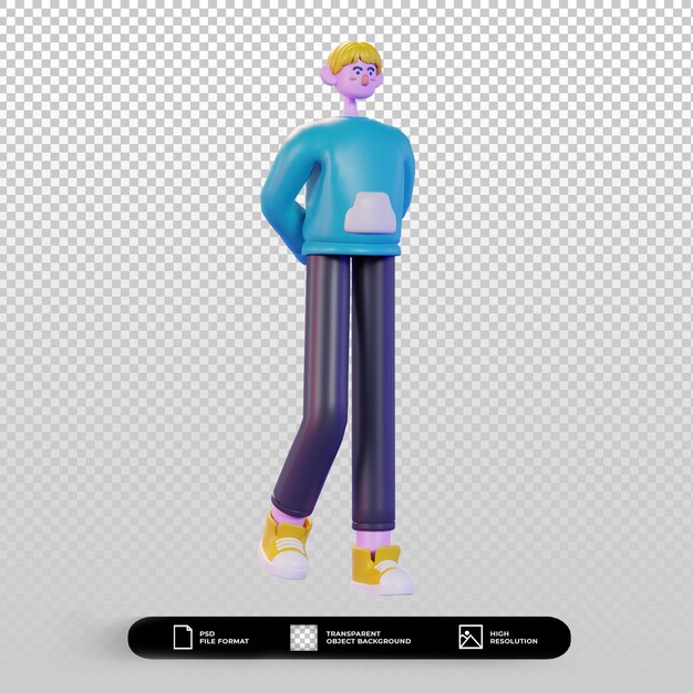 PSD 3d render ilustración de personaje pose de pie