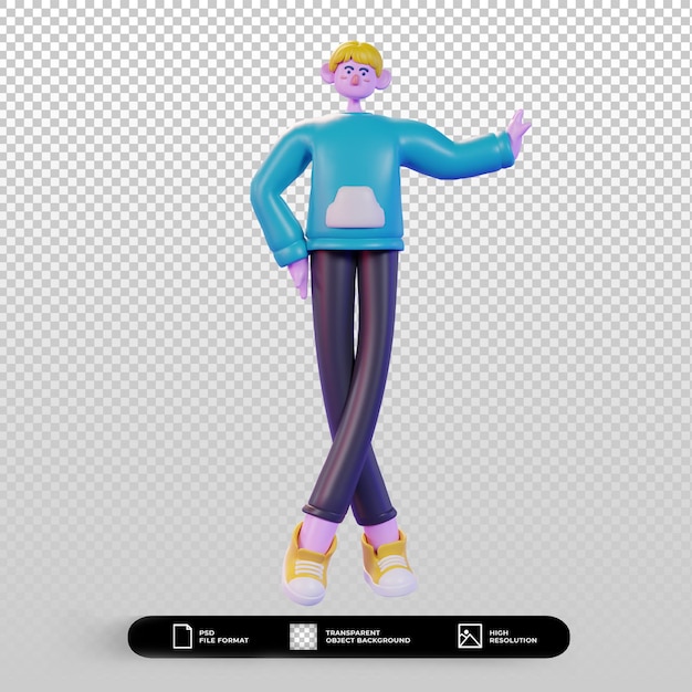 3d render ilustración de personaje pose de pie
