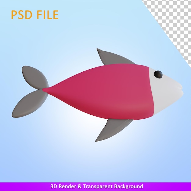 3d render ilustración pescado