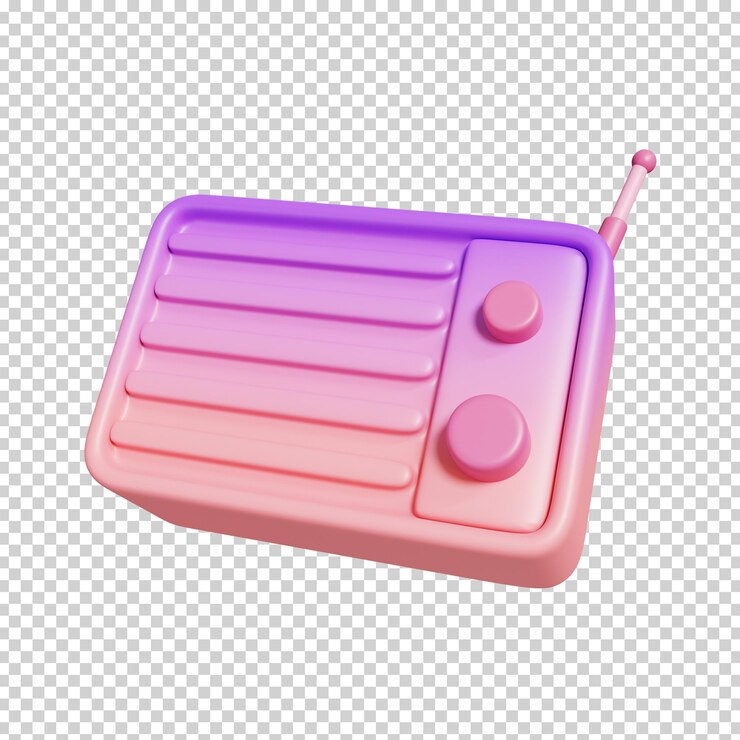 PSD 3d render ilustración de pink radio aislado música icono mínimo