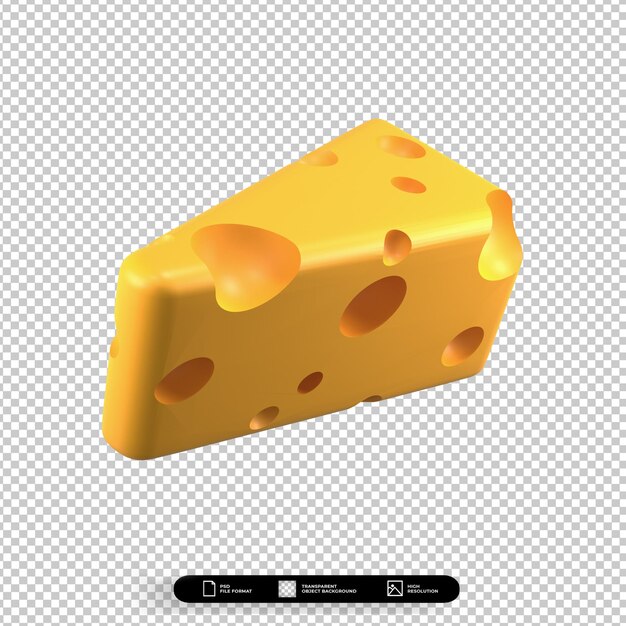 3D Render ilustración rebanada de queso icono aislado