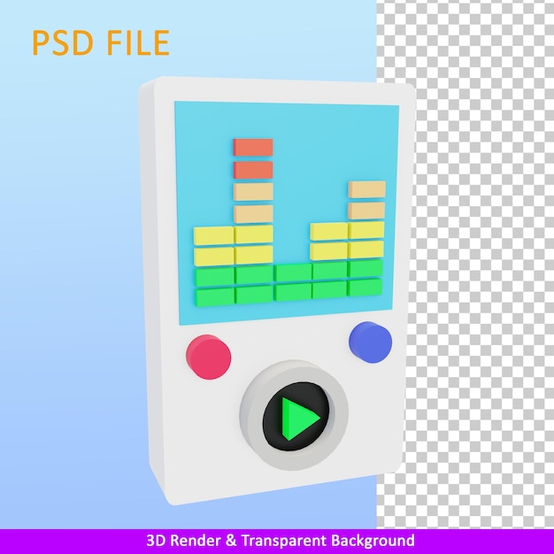 PSD 3d render ilustración reproductor de música