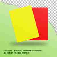 PSD 3d render ilustración de tarjetas amarillas y rojas con fondo transparente