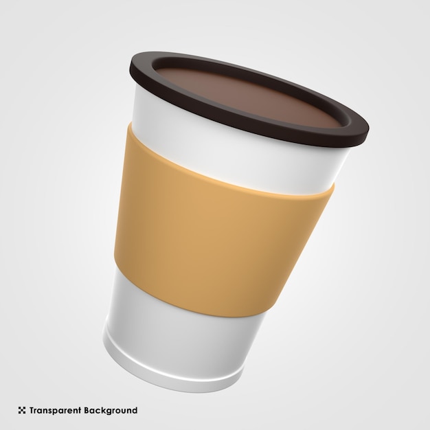 3D Render ilustración de taza de café aislado en el fondo transparente
