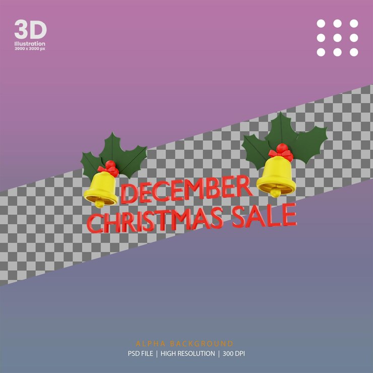 PSD 3d render ilustración de venta de navidad