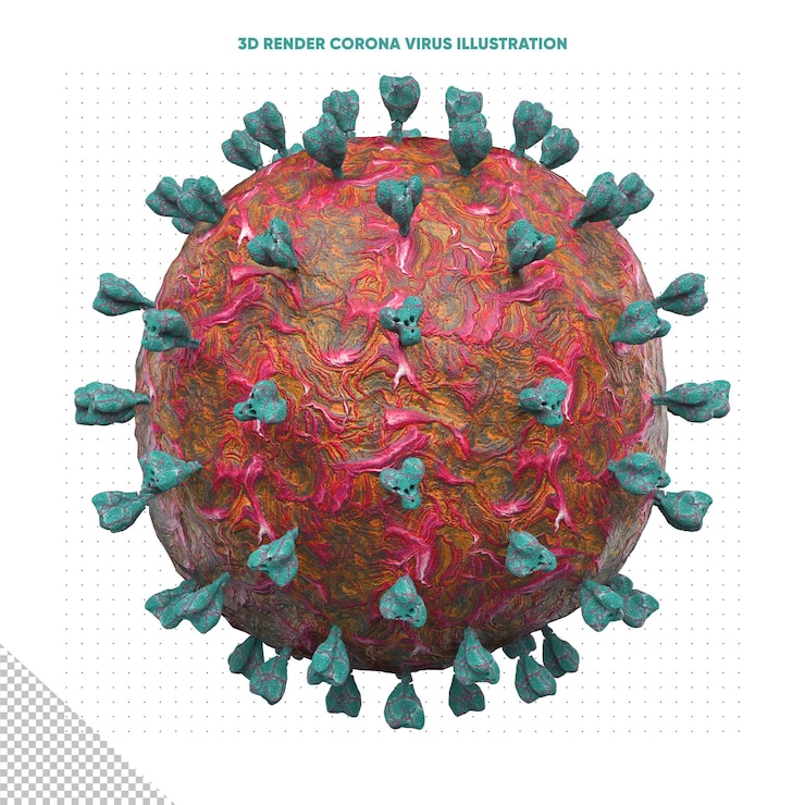 PSD 3d render ilustración de virus corona