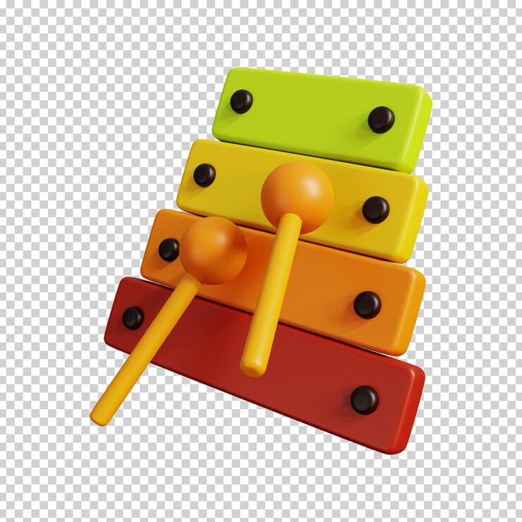 PSD 3d render ilustración de xilófono de color aislado instrumento musical icono mínimo estilo de dibujos animados