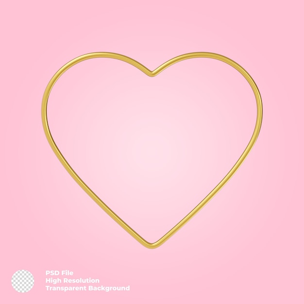3D Render imagen de marco de corazón de oro
