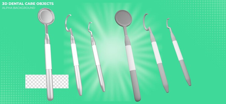PSD 3d render implementa para odontologia e saúde bucal em cinza