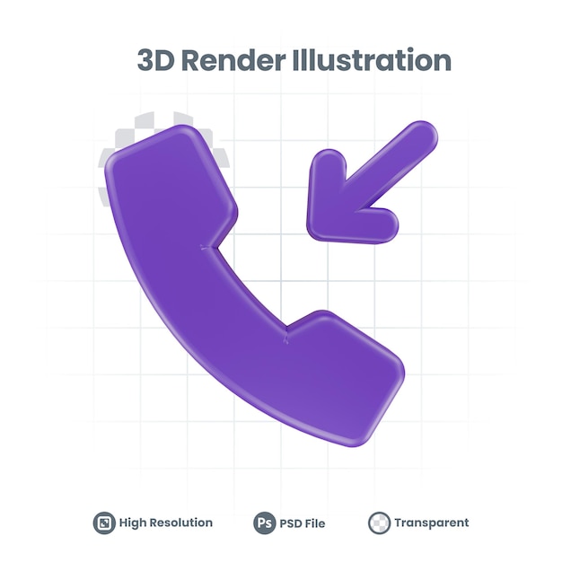 3d render incoming call phone icon for web mobile app social media promotion