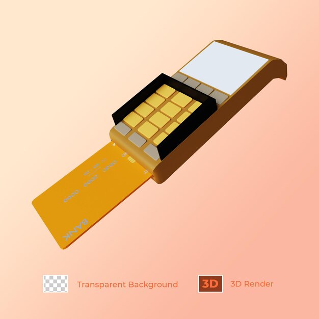 3D Render Insertar tarjeta de débito en EDC