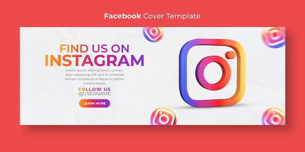 3d render instagram promoção de negócios para mídia social modelo de capa do facebook