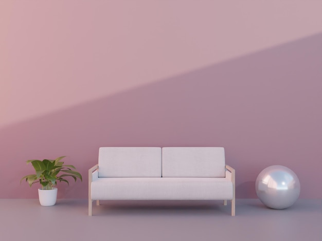 3d render interior com sofá na sala de estar