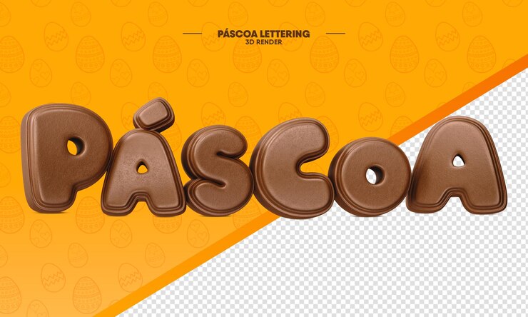 3D Render Iscrizione del cioccolato di Pasqua isolata