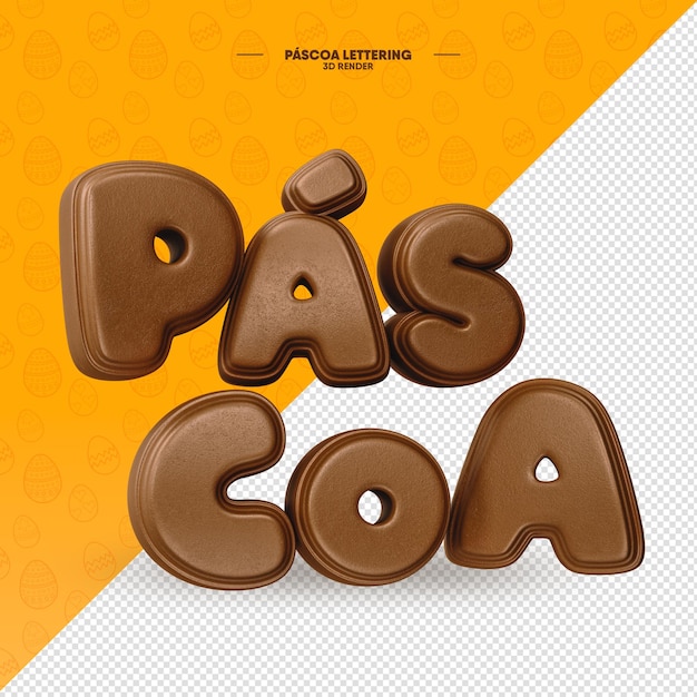 3D Render Iscrizione del cioccolato di Pasqua isolata
