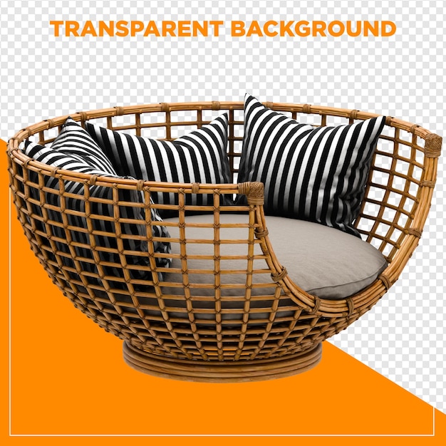 3d render jardín negro blanco sofá sofá decoración del hogar con fondo transparente