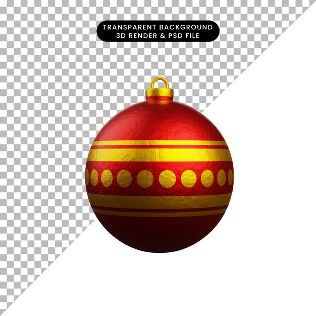 3d render juguete de navidad adornos icono bola de navidad